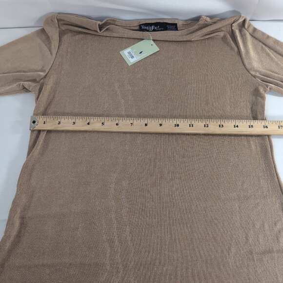 Magic Scarf Company Tan Beige Long Sleeve Shirt Tunic One Size S-L Asymmetrical - Picture 8 of 14